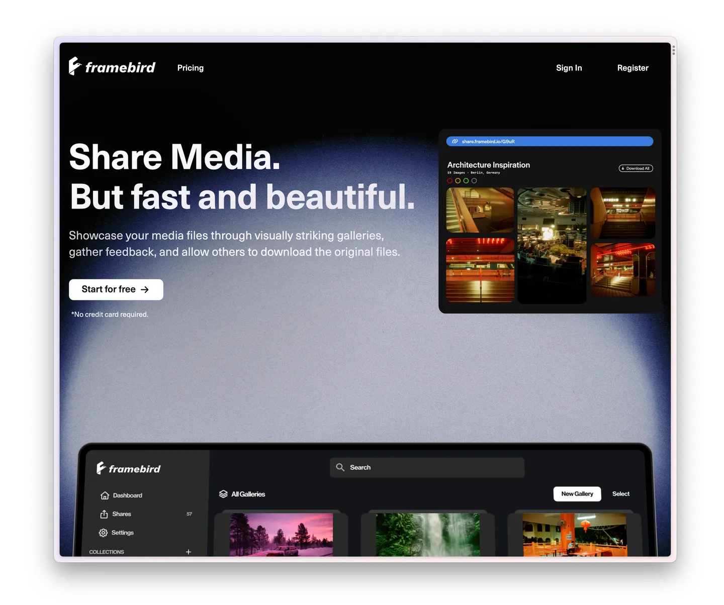 Pagina di Destinazione Framebird