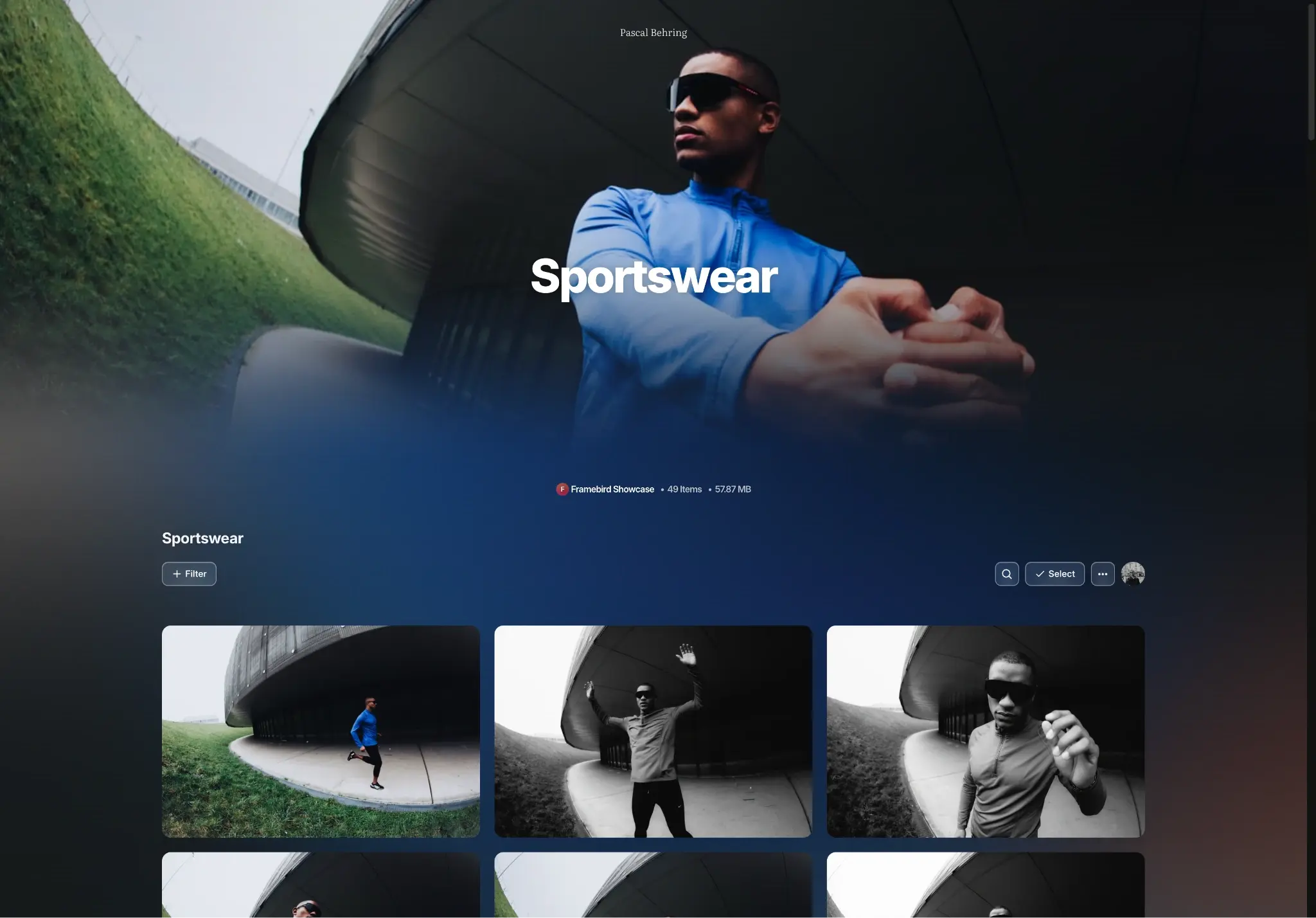 Fotografía de ropa deportiva de Pascal Behring en una Compartición de Framebird